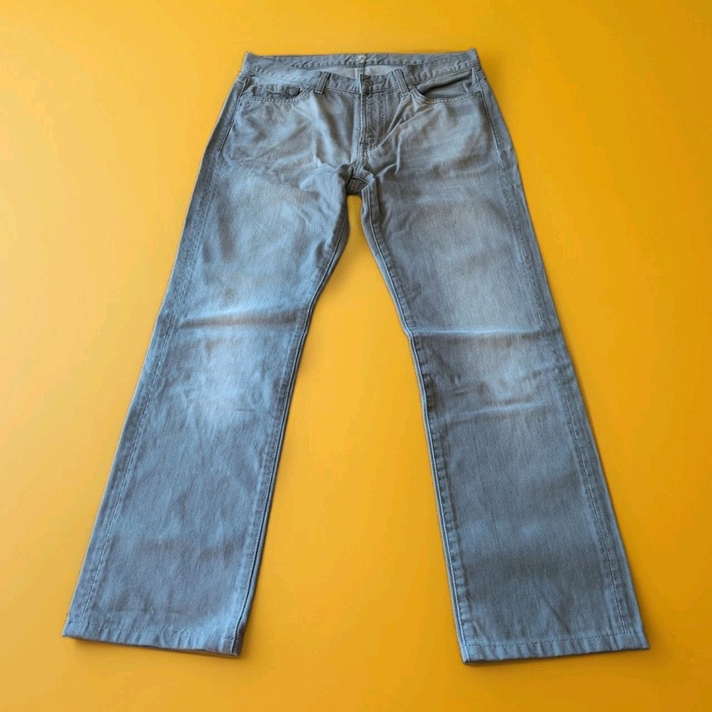 7 For All Mankind Jeans Men's 32x 28.5 Slimmy Gray Straight Slim Fit 100% Cotton